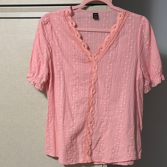 SHEIN Tops - Shein size L Coral Lace Detail Blouse